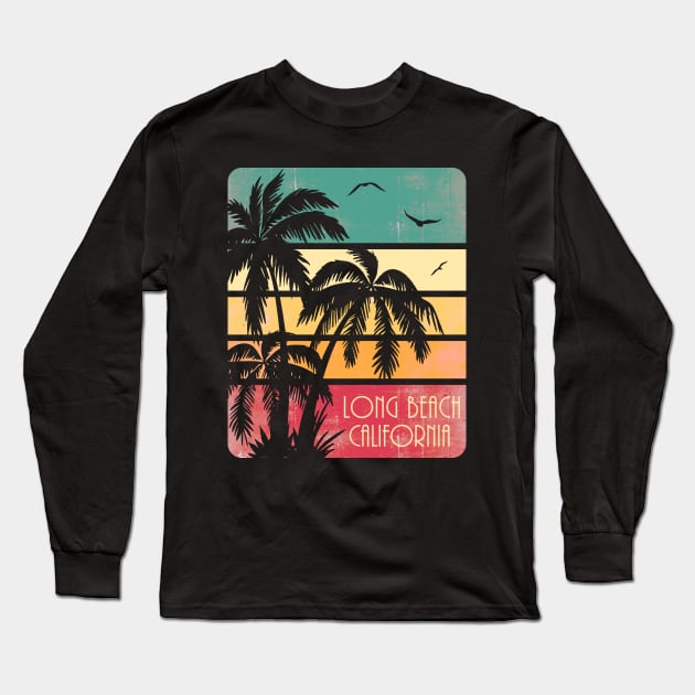 Long Beach California Vintage Summer Long Sleeve T-Shirt by Nerd_art